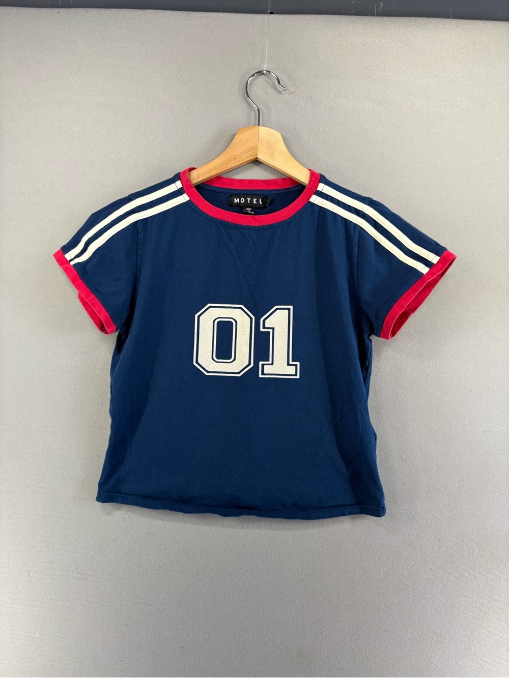 Motel Rocks Women Navy Blue 01 Size Medium Baby Tee